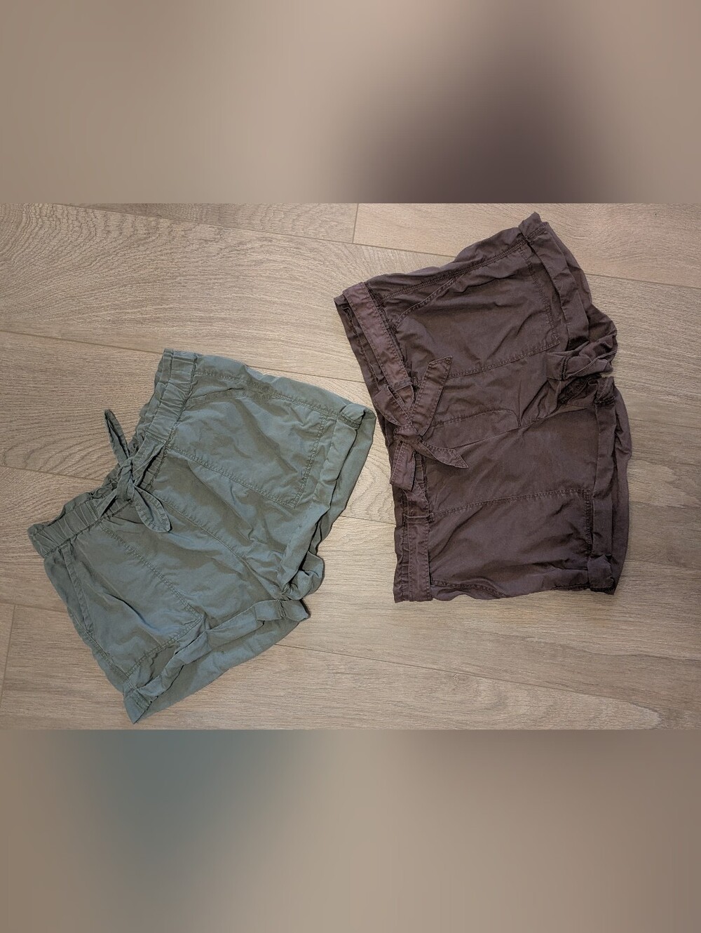 Aerie Paperbag Shorts Bundle In Brown And Olive Green Medium